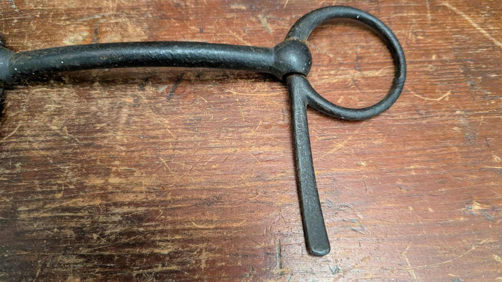 Vtg Horse Bridle Bits Cheek Snaffle Loose Ring Black Iron