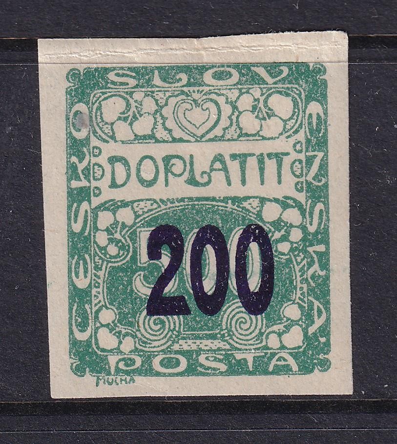CZECHOSLOVAKIA, Postage Due, 1925 200 on 500f. Green, lhm.