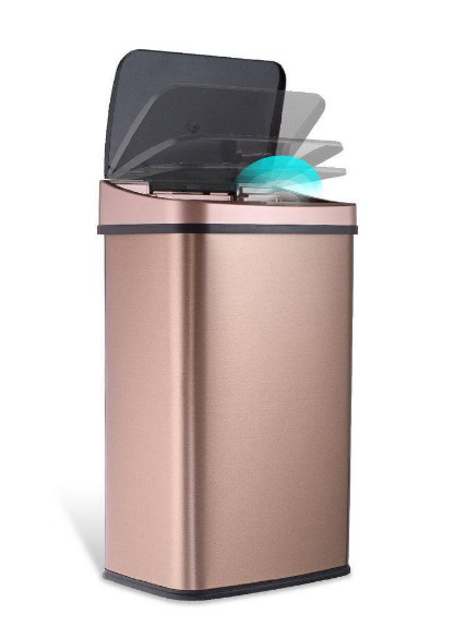 Touchless Motion Sensor Trash Can Gold Stainless Steel, 3 Gallon Kitchen Garbage