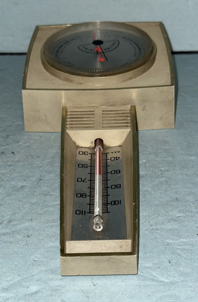 Taylor Wall Mounted Thermometer / Barometer 9.5" Tall Tan Plastic