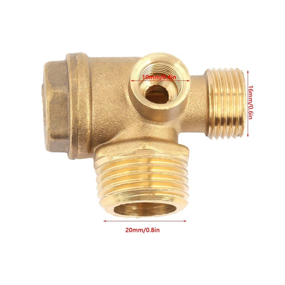 Air Compressor Check Valve, 3-Way Brass Male Threaded Air Compressor Check Va...