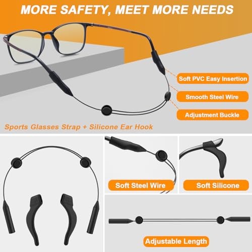 Adjustable Glasses Strap 16Inch String Straps with Retainer 4 Pack