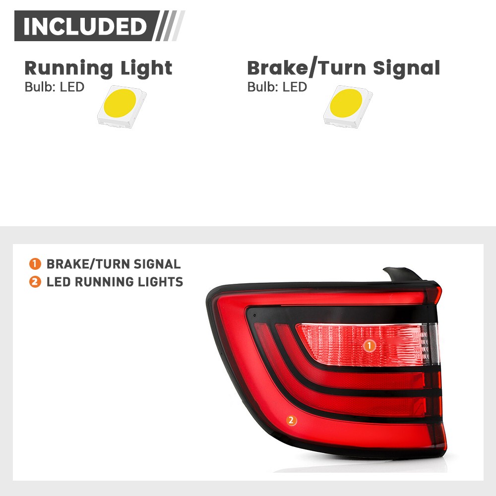 For 2014-2026 Dodge Durango Full LED Tail Light Outer With Bulb Left Driver Side