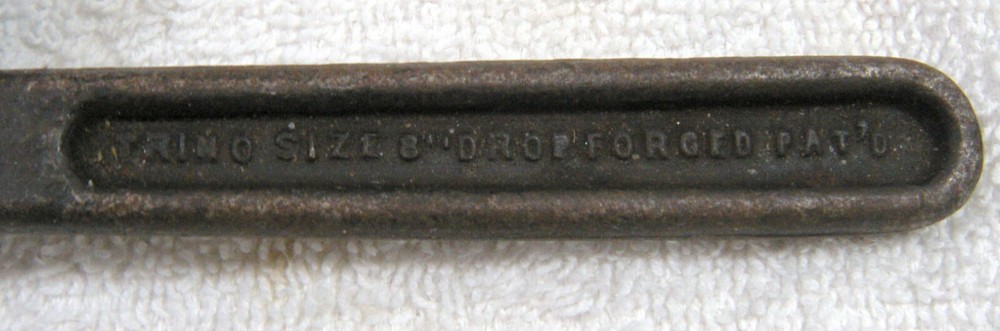 Vintage Trimo Adjustable Pipe Wrench Monkey 8" Pat.d USA