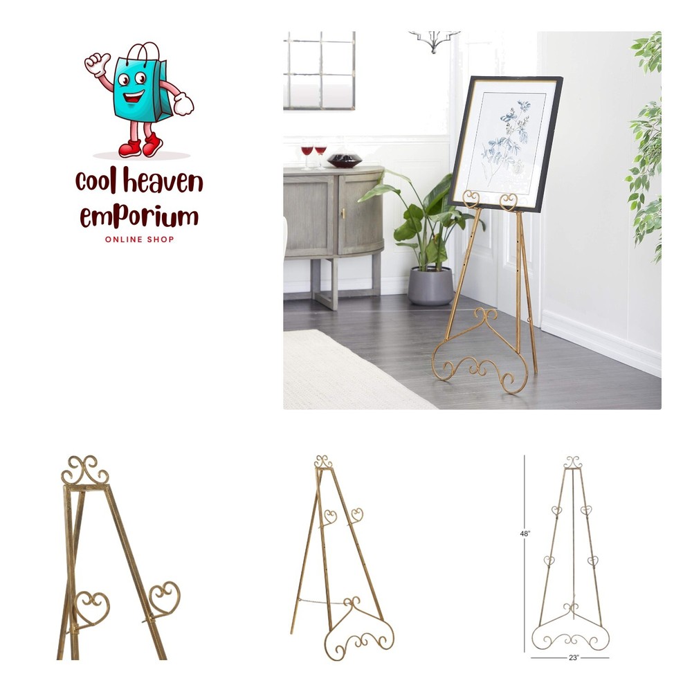 Metal Scroll Large Free Standing Adjustable Display Stand Easel with Chain Su...