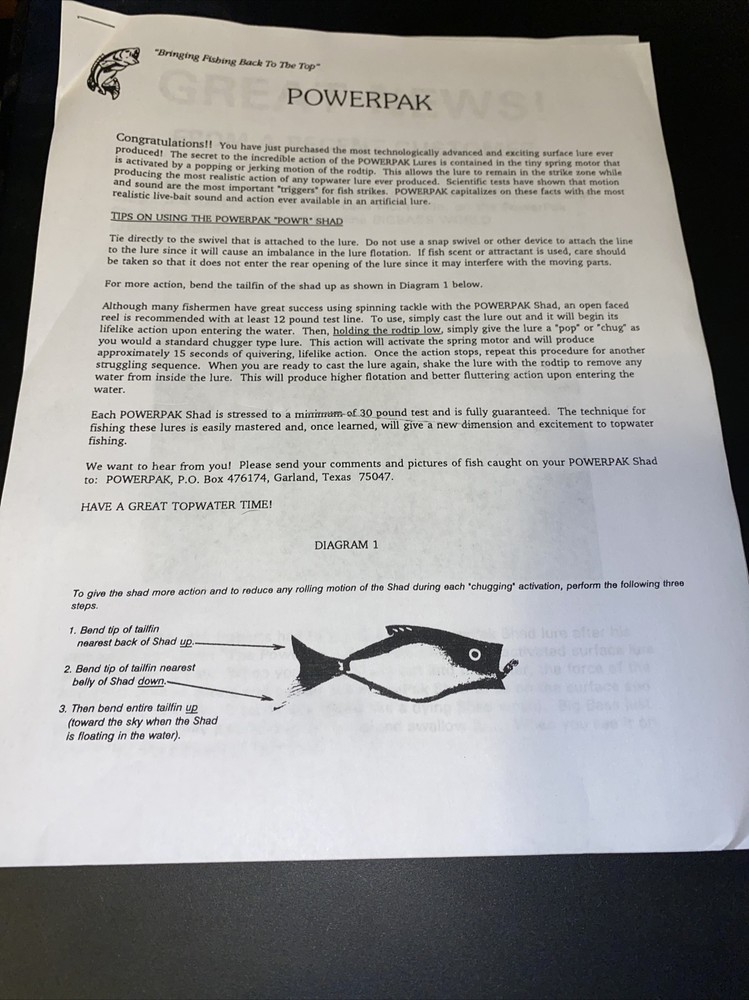 Vintage POWERPAK SHAD SPRING-ACTIVATED CHROME / BLUE