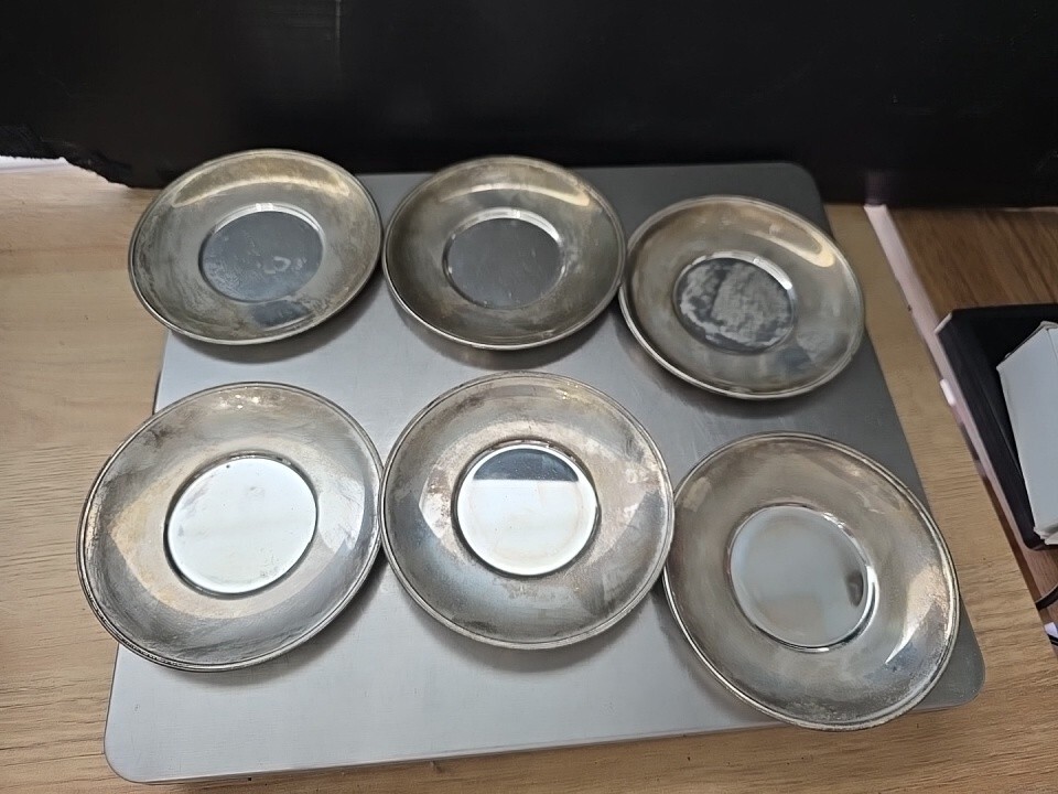 Vintage Silverplate Coaster Set 6 Pcs 4 inches