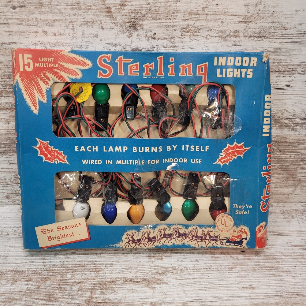 Christmas String Lights Lot Of 9 Various Brands Mid Century Boxes UNTESTED