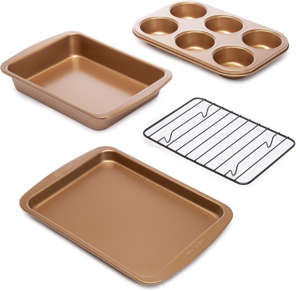 Ecolution Non-Stick Toaster Oven Bakeware Set, 4 Piece, 4-Piece, Copper