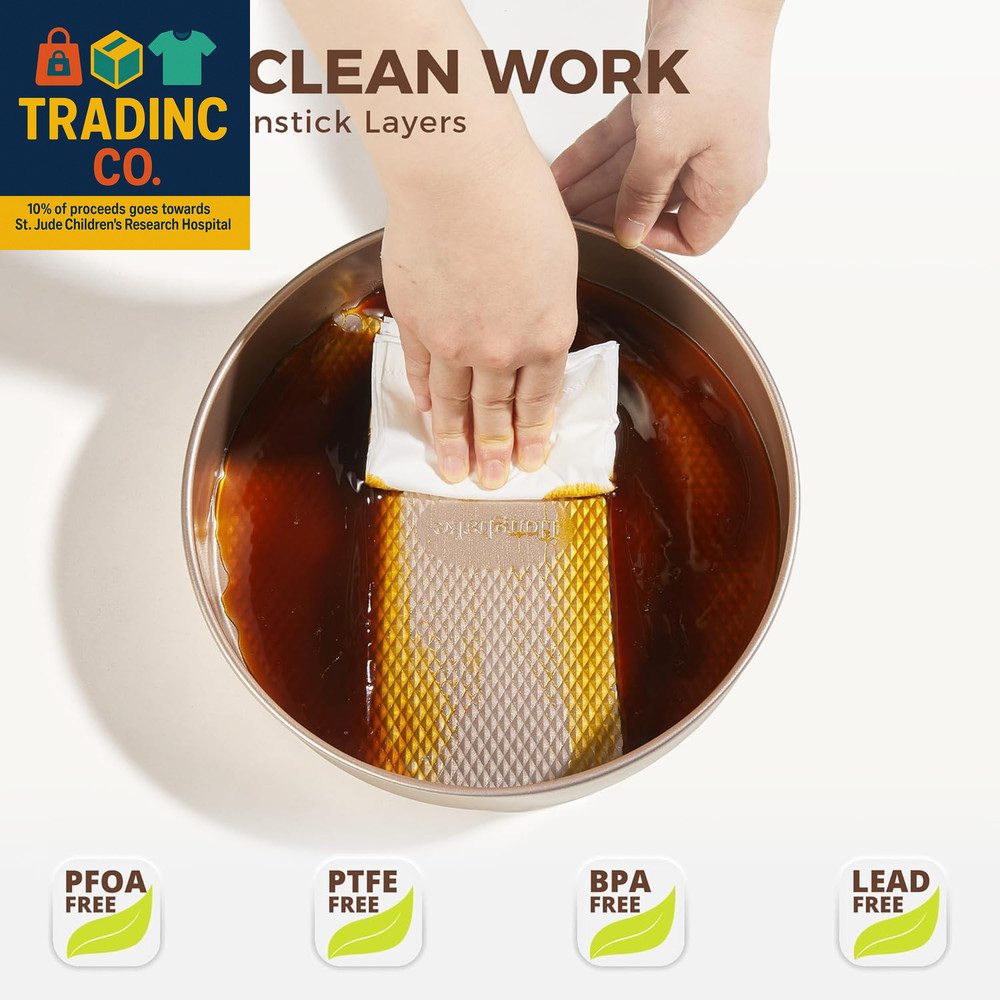 9-Piece Baking Pans Set Nonstick, Stackable Non Toxic Bakeware Sets with Diamond