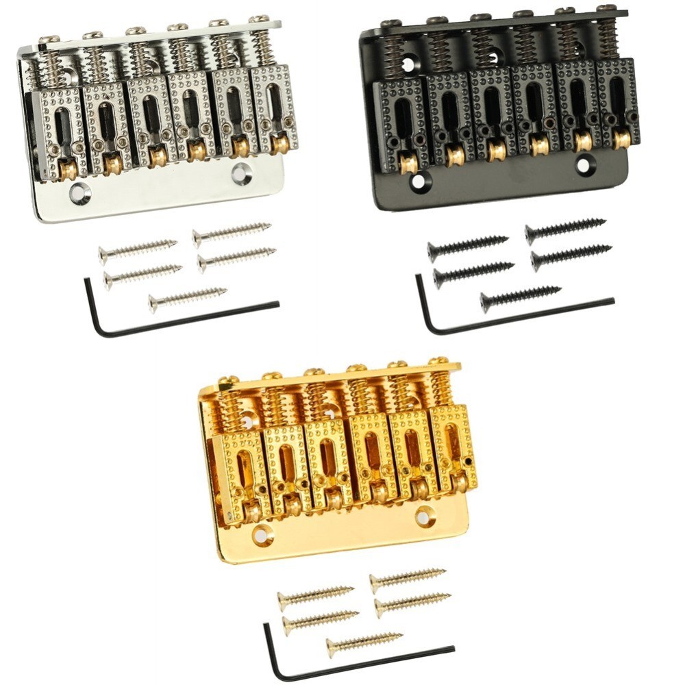 For Electric Guitar 6 String 65MM Fixed Roller Saddle Hardtail Top Load Bridge