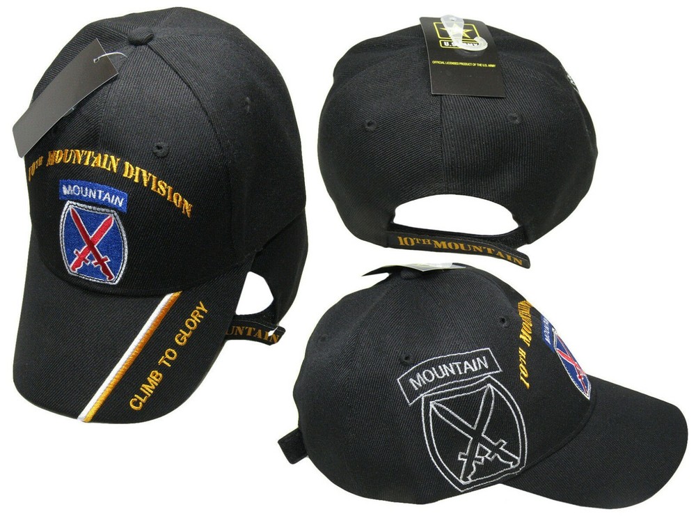 Official US Army Licensed 10th Mountain Div Black Cap Hat