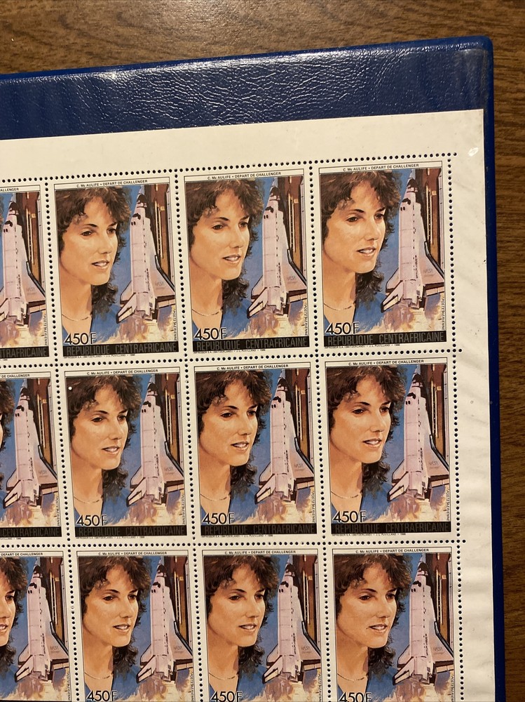 Christa McAuliffe Challenger Space Shuttle Error Postage Stamp Sheet Africa D2