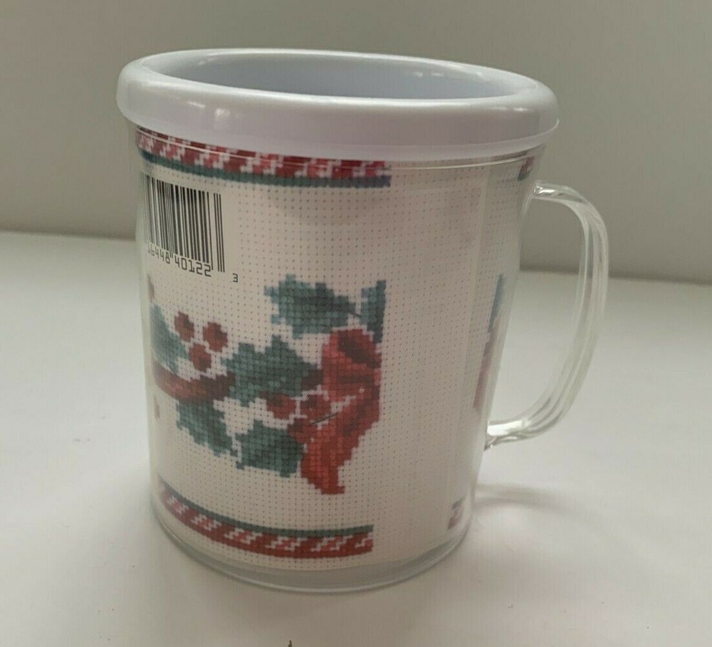 MCG Textiles Stitch A Mug White Insert 14 Count White Aida Jolly Santa Pattern
