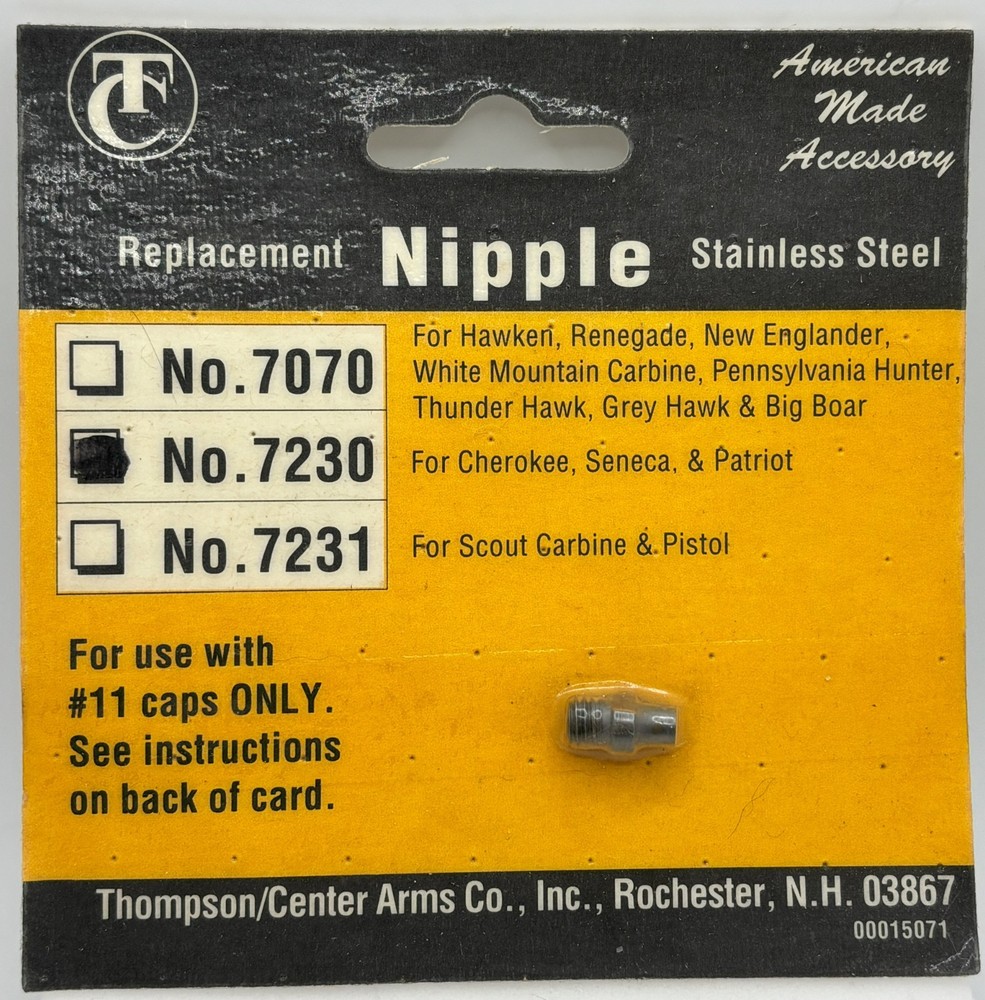 Thompson/Center REPLACEMENT Stainless Steel - NIPPLE #7230 Muzzle Loader (New)