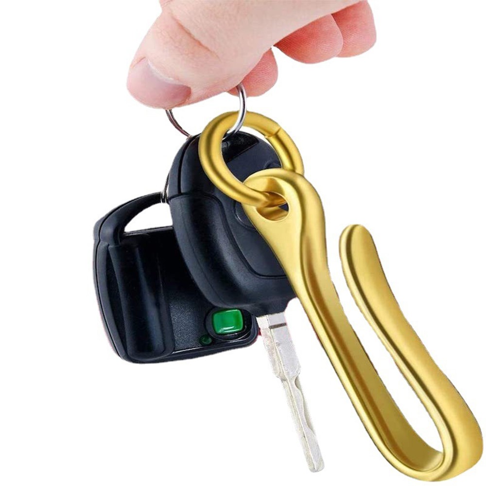 6cm Retro Solid Brass KeyChain Key Ring Belt U Hook Wallet Chain Fish Hook A