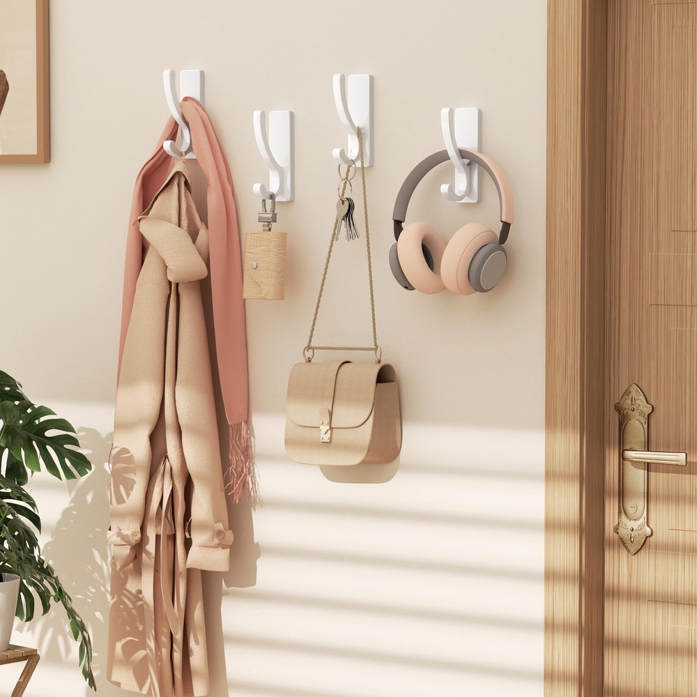 Hang Heavy Items Without Damaging Walls - 4 Pack Adhesive Hooks
