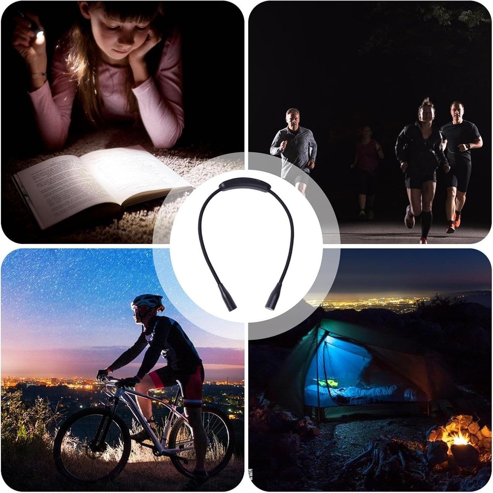 USB Rechargeable LED Neck Light, Perfect Book Light for Reading,Crafting,Camping