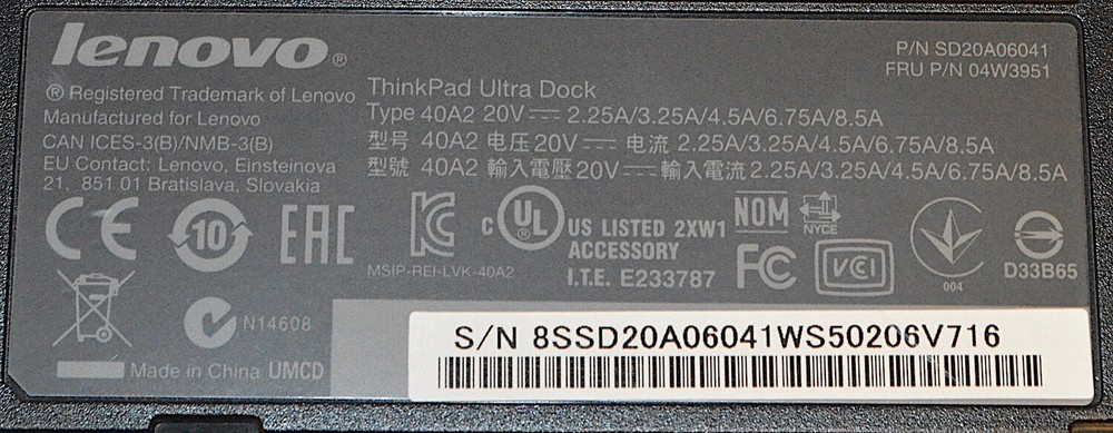 Lenovo Thinkpad Ultra Dock *Used* SD20A06041