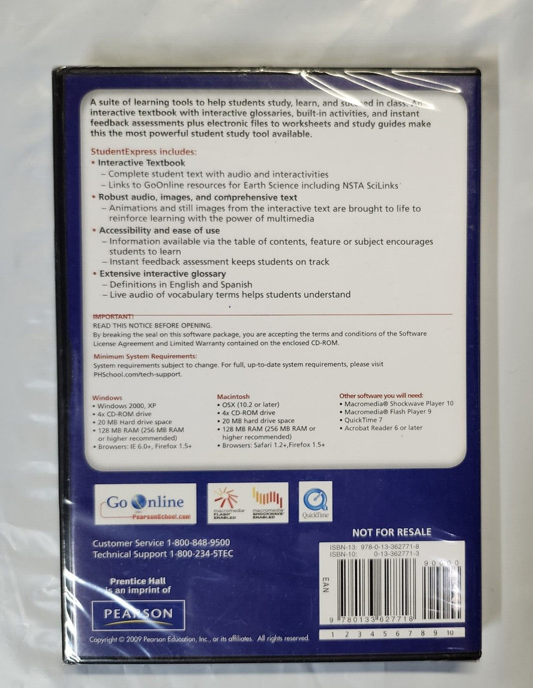 EARTH SCIENCE Student Express Interactive Textbook (Prentice Hall) CD-ROM / NEW
