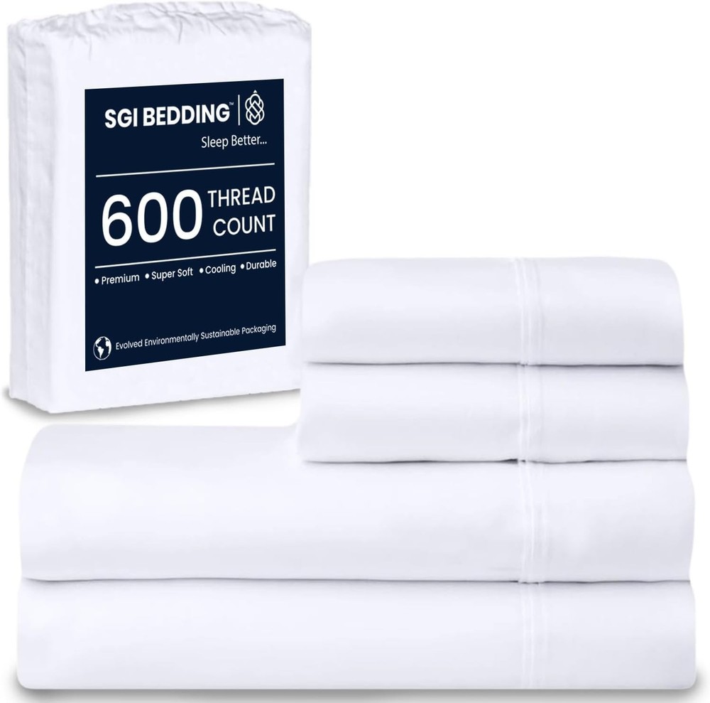 SGI Bedding 4 Piece Egyptian Cotton Sheet set - 600 Thread Count King/Queen