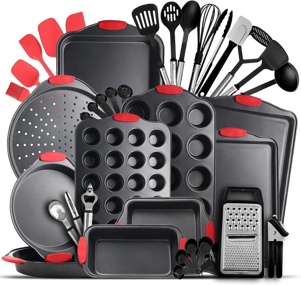 Baking Pan Set 39 Piece Premium Baking Set Nonstick Bakeware Sets BPA Free Black