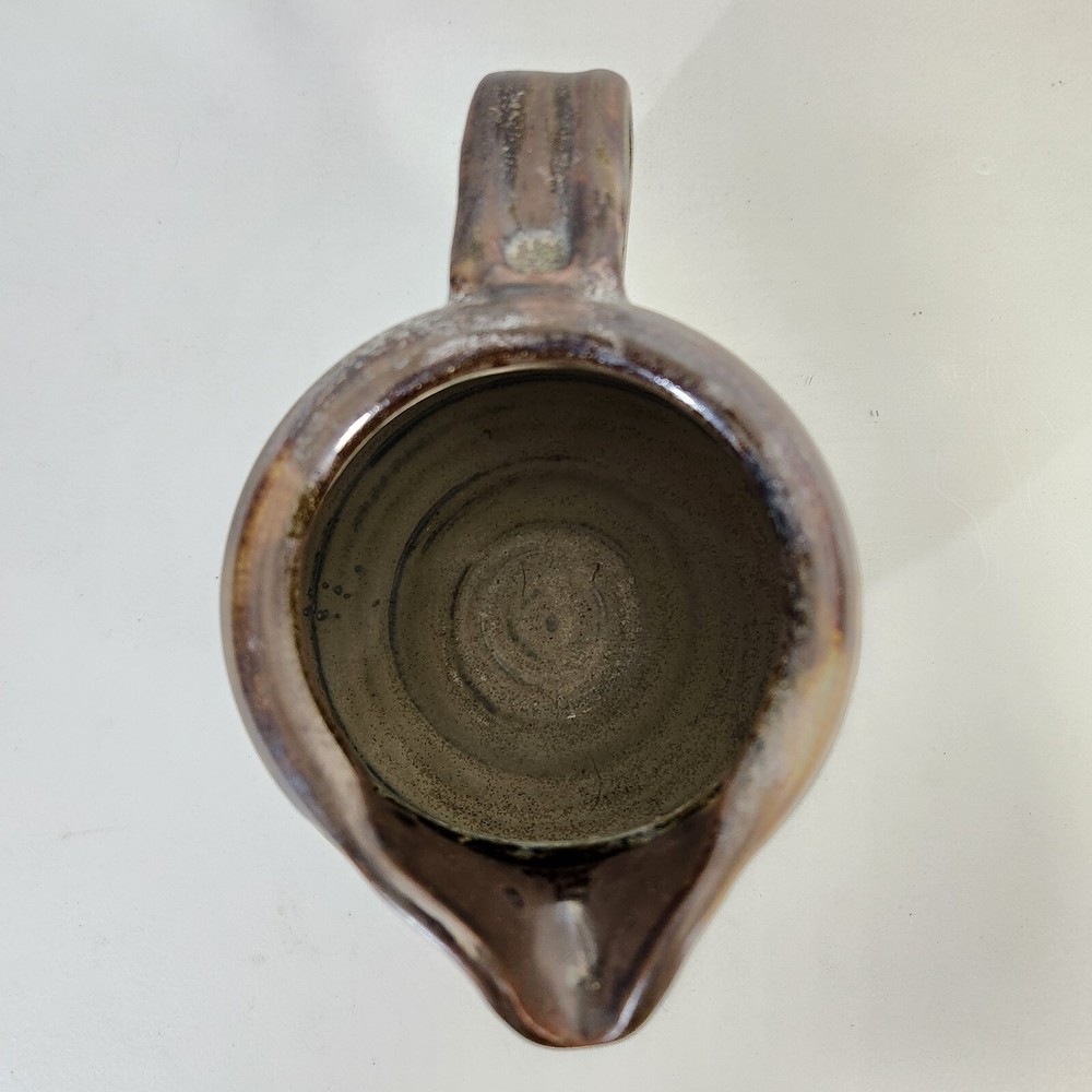 Artisan Studio Handmade Stoneware Pottery Brutalist Signed Pitcher