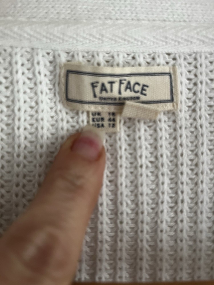 Fatface Lila White Cotton Cardigan Size 16