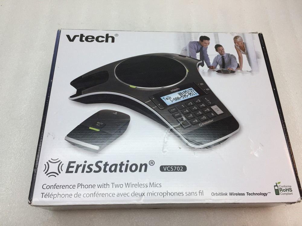 VTech Erisstation VCS702 Conference Phone w/ 2 Orbitlink Wireless Mics