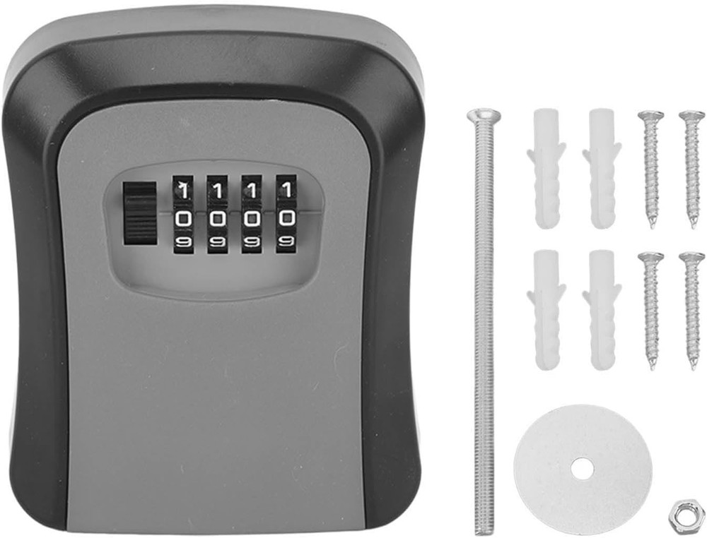 4 Digit Key Safe Box Outdoor Security Code Lock-Storage Case, with Mount Screws