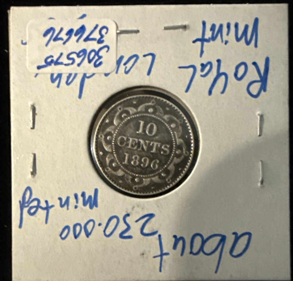 1896 Newfoundland Ten Cent Silver Coin 10C C6