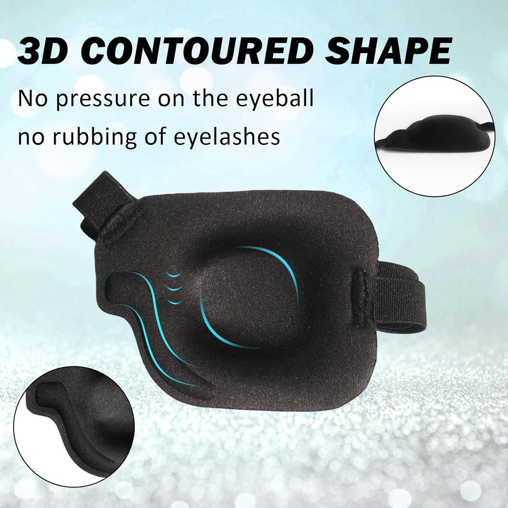 2Pcs 3D Eye Patches for , Adjustable Eyepatch,Black(Left)