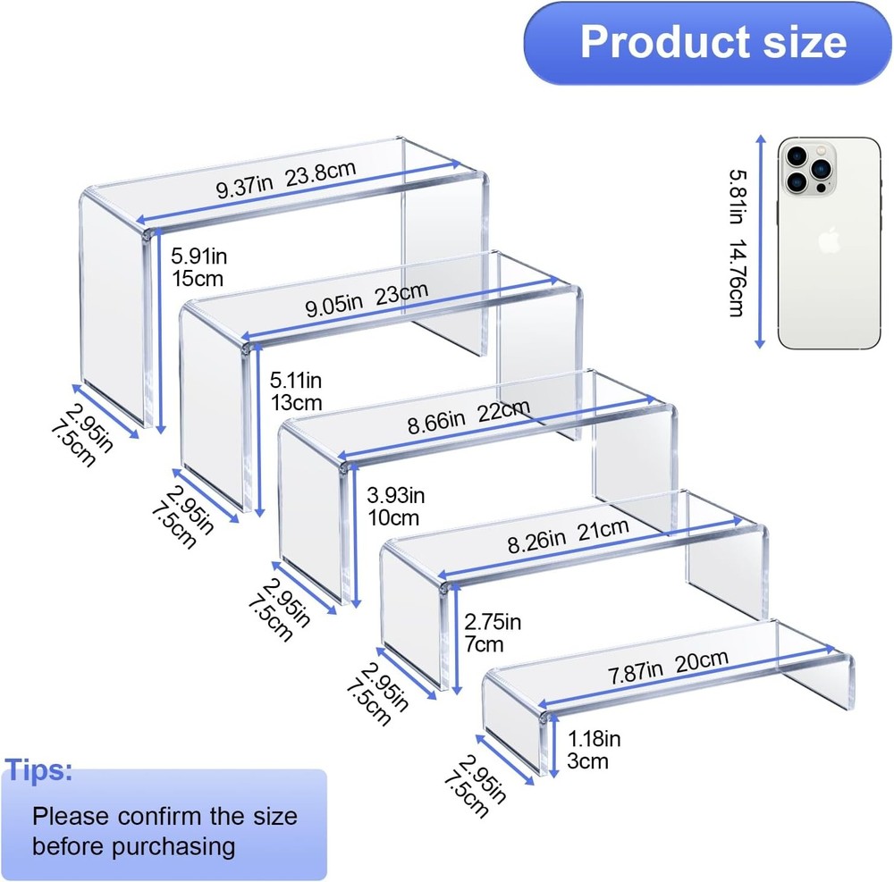 Clear Acrylic Display Risers 10 Pieces 2 Sets