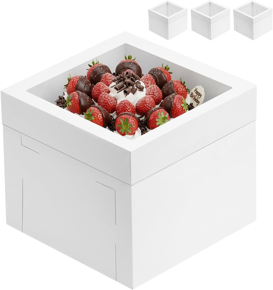 Cake Boxes 12x12x8 Inch, Bakery Containers with Lar Window, 12