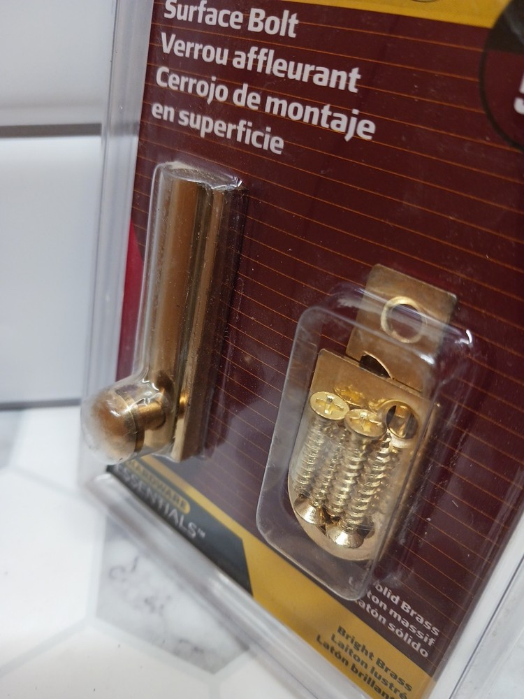 Hardware Essentials 2" SURFACE BOLT by Hillman Hardware #852249 - Solid Brass FS