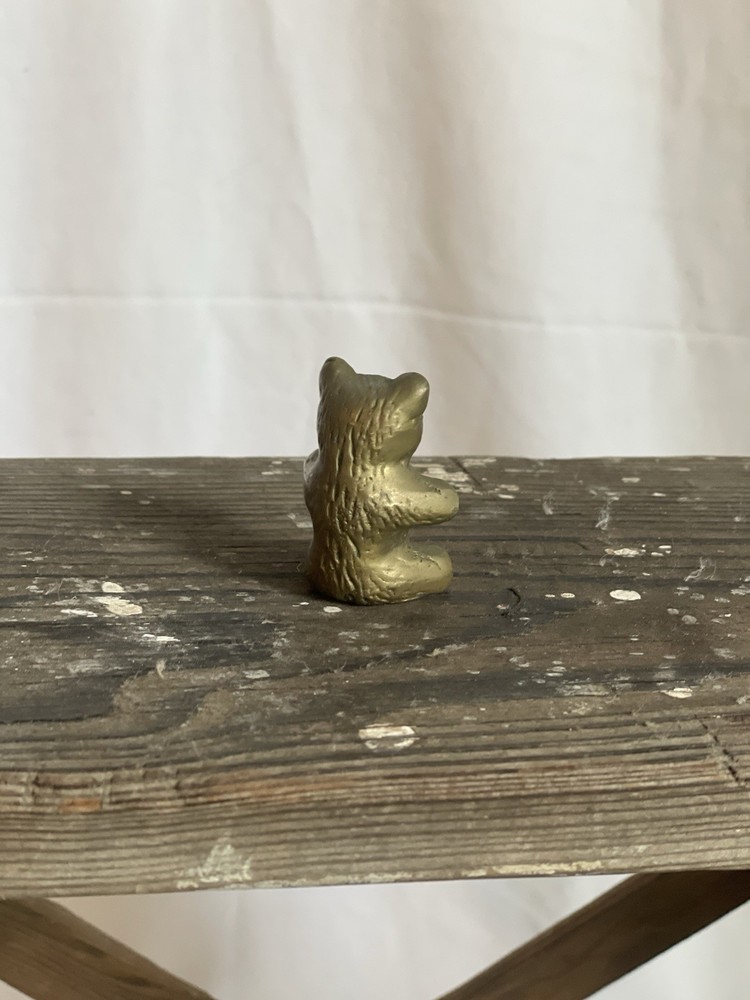 Miniature Vintage Brass Teddy Bear