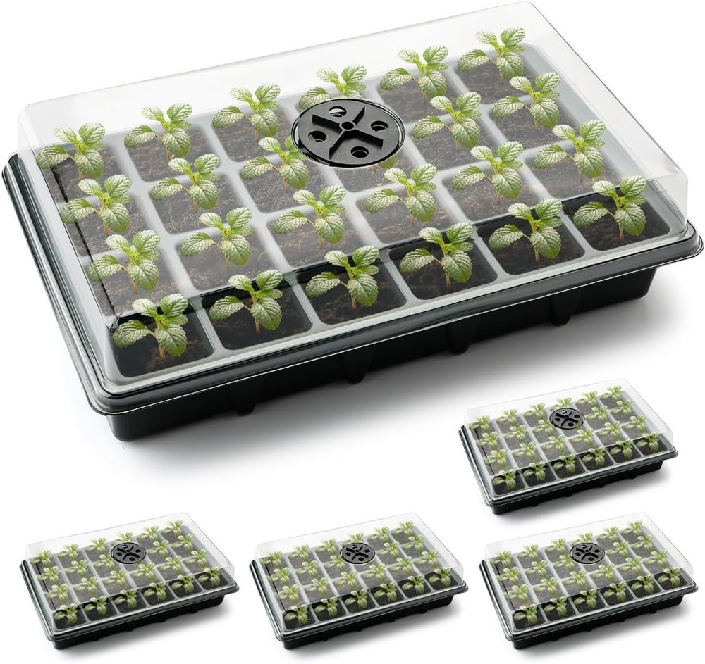 5 Pack 120-cell Seed Starter Tray kit, Plant Germination Starter Kit Growing