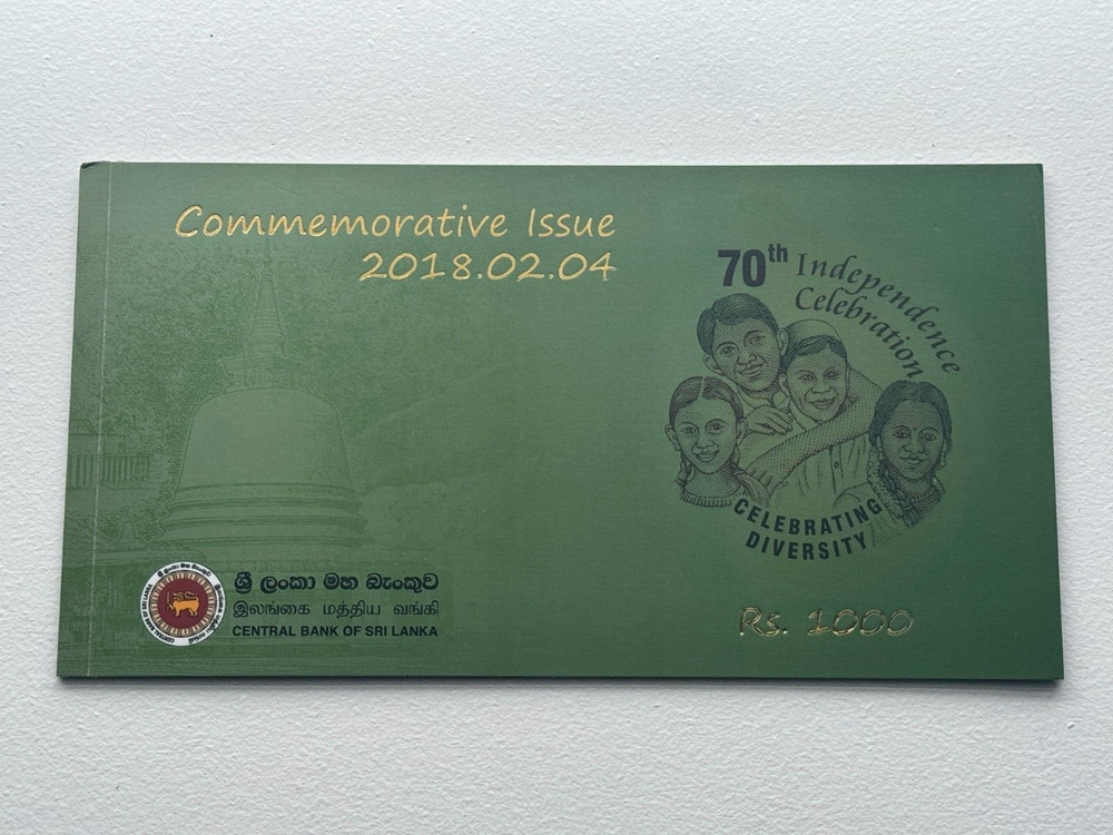2018 Sri Lanka 1000 Rupees Commemorative Note in folder P-130 UNC