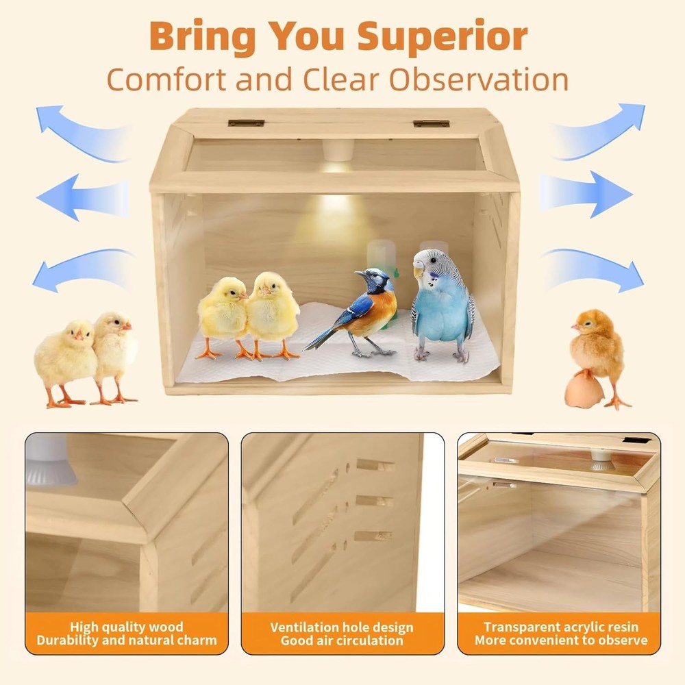 Brooder Box for Chicks, - Chicken Heater, Poultry Brooder with Heaters for