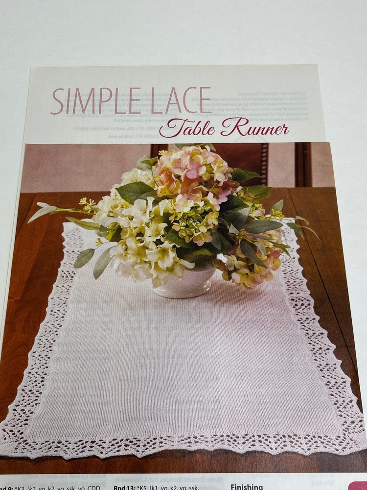 Simple Lace Table Runner Knitting Pattern Magazine Pages