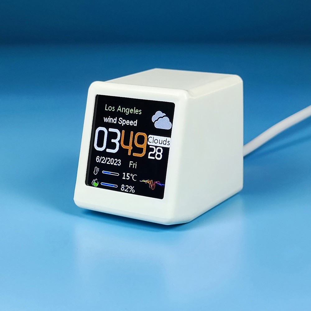 Smart Clock WIFI Weather Clock Screen Temperature&Humidity Desktop Decor White