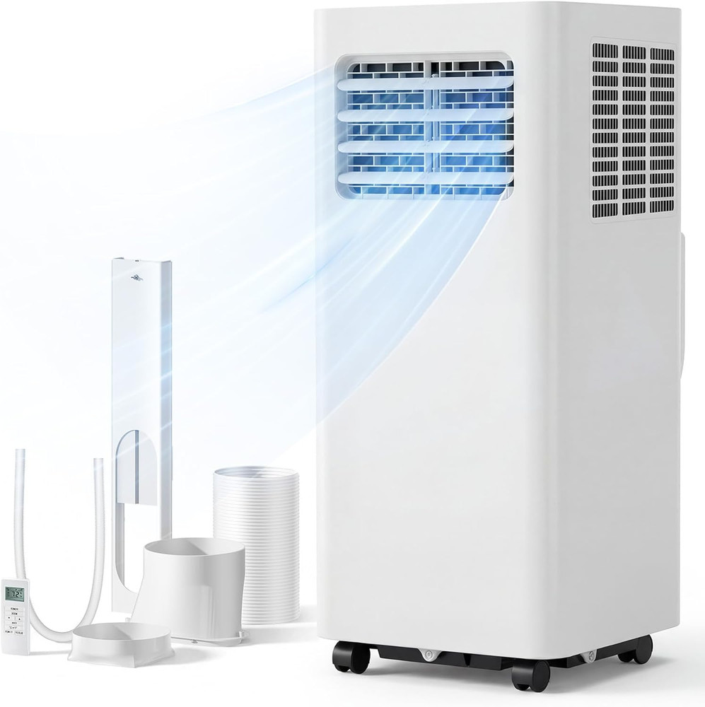 8000 BTU Portable Air Conditioner, 3-In-1 Cools 350 Sq.Ft, Quiet AC with Fan & D