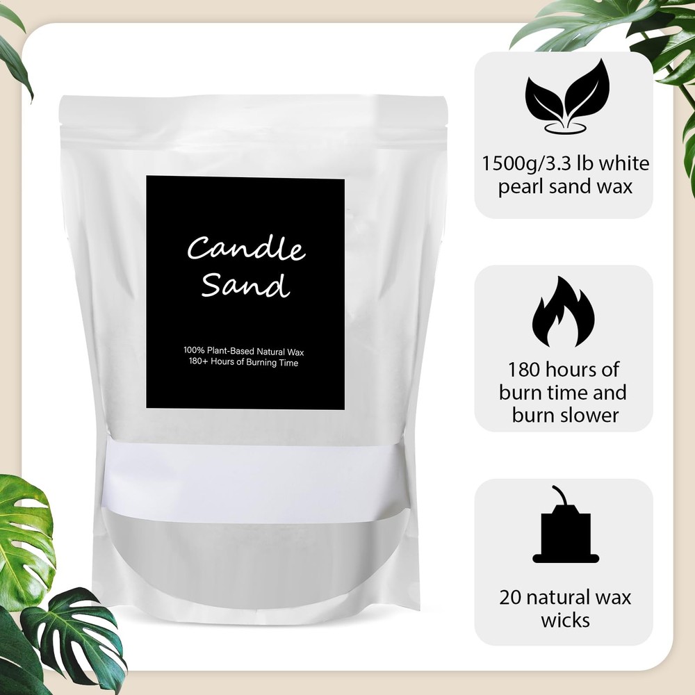 MTLEE Candle Sand 3.3 lb DIY Pearled Making Kit Medium to Large, White