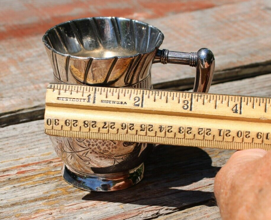 Victorian Meridan B Co. Etched Silver Plate Small Cup #163