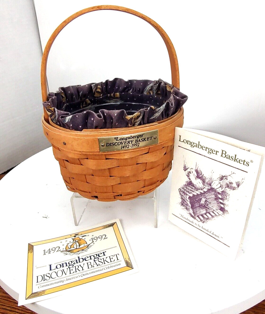 Longaberger 1992 #570AO Discovery 1492-1992 Combo Insert & Fabric Small Basket