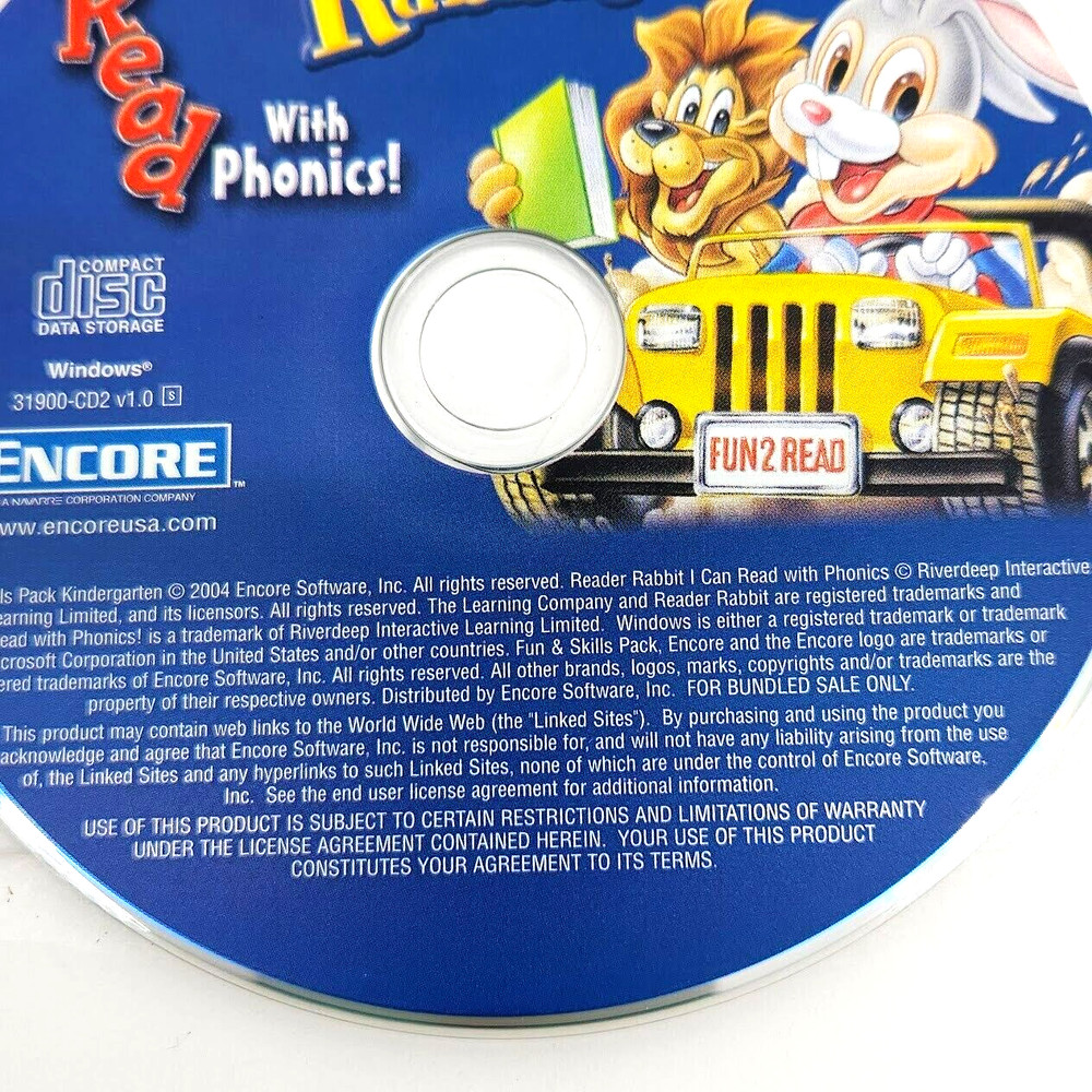 Encore Reader Rabbit CD I Can Read With Phonics 2004 Fun 2 Read Data Storage