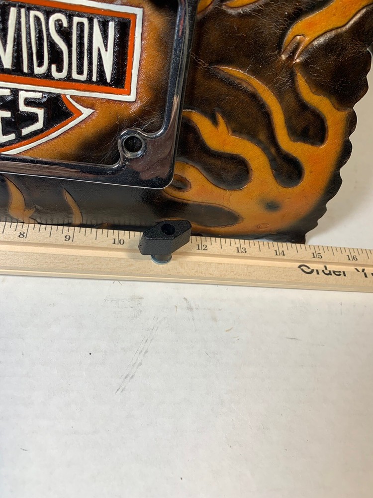 Harley-Davidson Motorcycle License Plate Holder On Leather Patch.