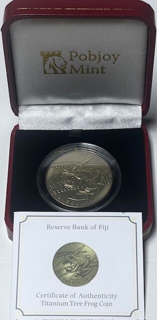 FIJI -Tree Frog - $1 Dollar Titanium Coin 2018 - OGP & COA