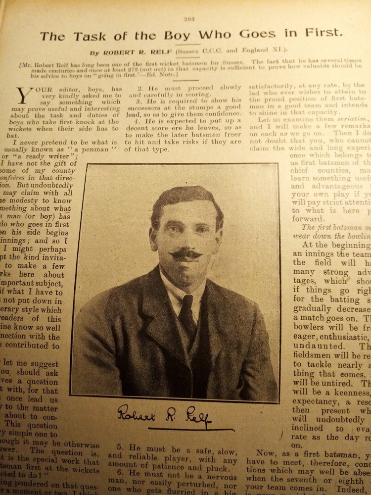 Xm33  Ephemera 1916 Article Cricket Robert R Relf