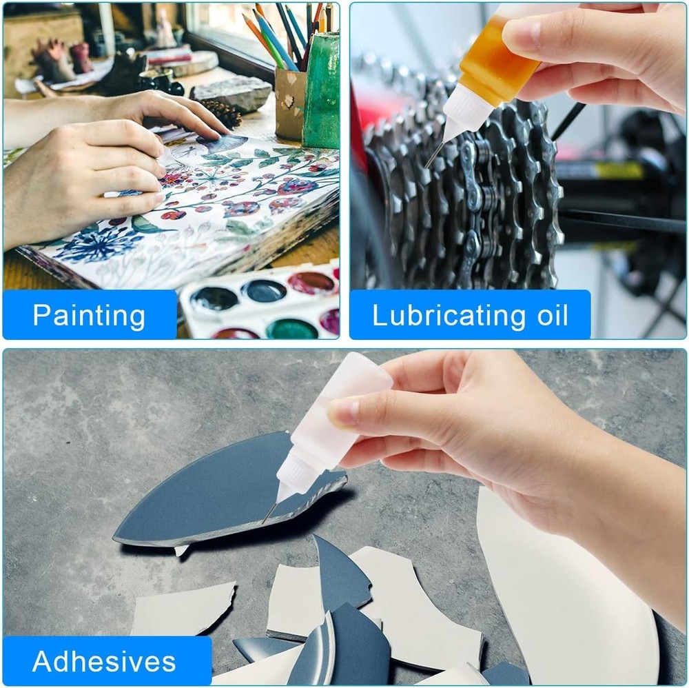 Adecco Precision Tip Applicator Bottle, Glue Bottles, 50 PCS White